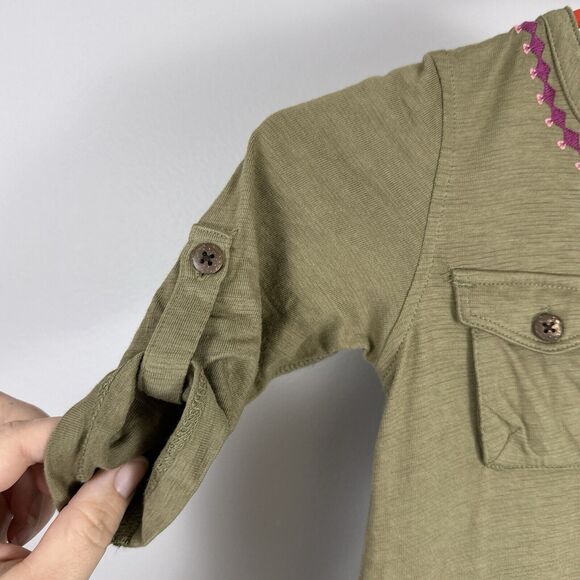 Tea Collection Outback Dress Girls Size 4 Army Green Cargo Pockets 100% Cotton - Picture 4 of 7